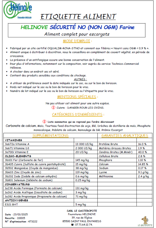 HELINOVE SÉCURITÉ NO PARTICULIER farine sac 25 kg – Image 4