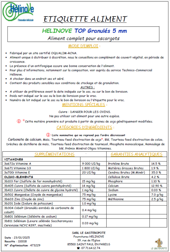 HELINOVE TOP granulés 5 mm sacs 25 Kg – Image 4